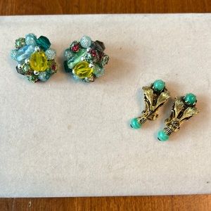 Super fun green clip on earrings
